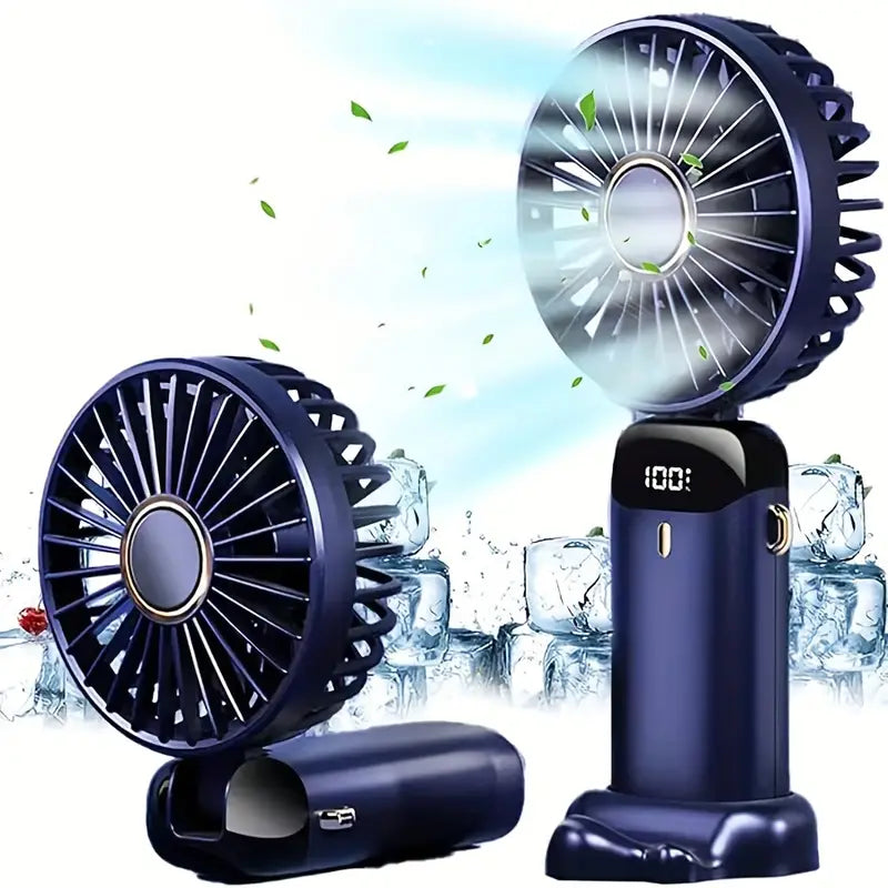 5 wind speeds LED display mini handheld fan