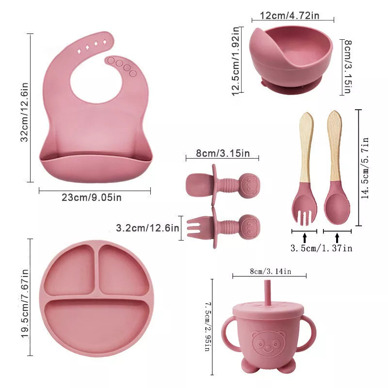 Set of 8 Silicone Baby Feeding